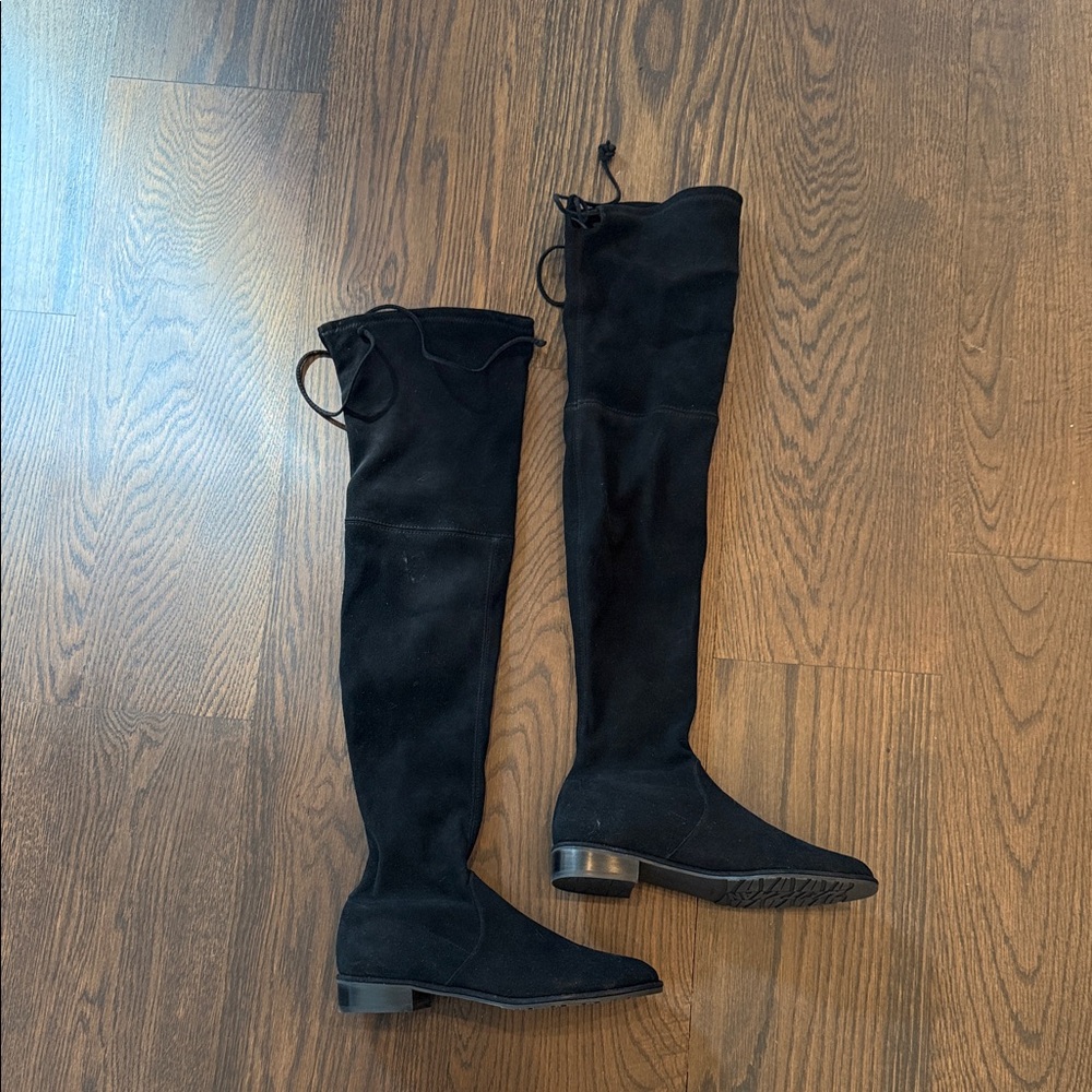 Stuart Weitzman Black Suede Over-the-Knee Boots